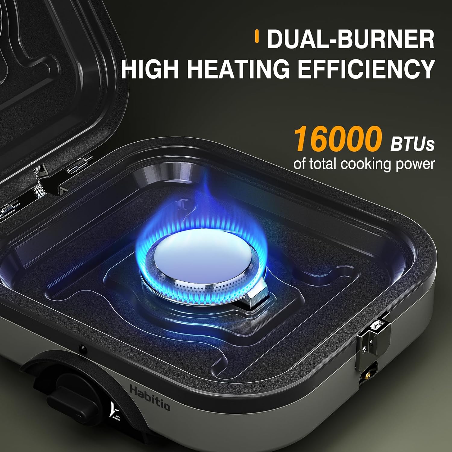 2-Burner Camping Stove Foldable, Portable Propane Camp Stove with 16000 BTU Adjustable Burners and Piezo Ignition, Folding Stove with Carry Bag & Handle for Camping, Tailgating, Backyard BBQ - Image 4