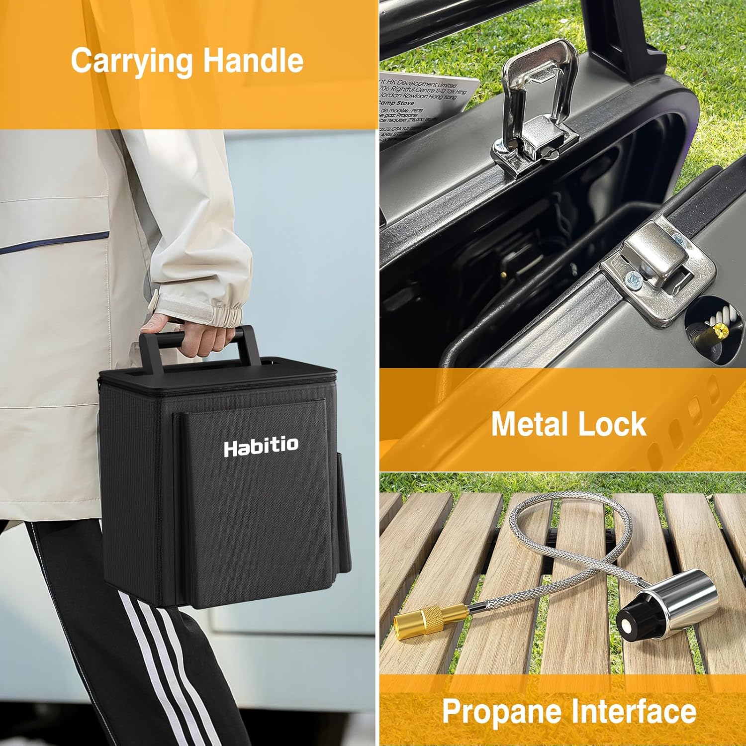 2-Burner Camping Stove Foldable, Portable Propane Camp Stove with 16000 BTU Adjustable Burners and Piezo Ignition, Folding Stove with Carry Bag & Handle for Camping, Tailgating, Backyard BBQ - Image 7