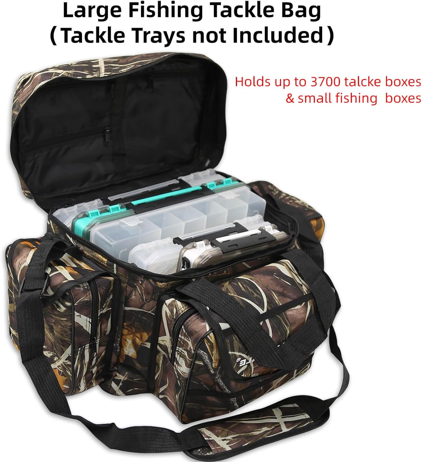 Fishing Tackle Bag for Saltwater or Freshwater, Water-Resistant 3600 Tackle Box Bag, Fishing Bags for men 19.68 * 11.81 * 9.84in Camouflage Color - Image 4