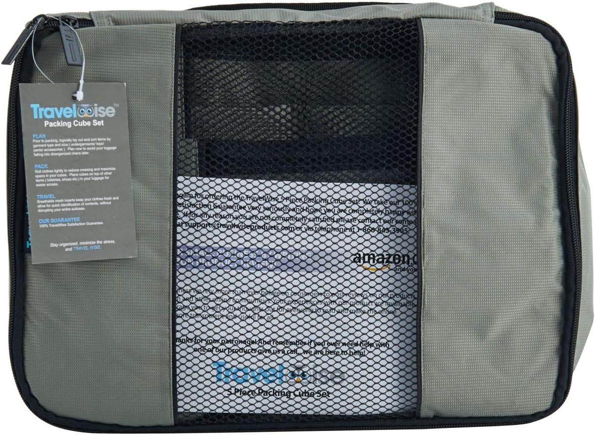 Packing Cube System - Durable 5 Piece Weekender Plus Set (Silver) - Image 7